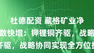 杜德配资 藏格矿业净利润双位数快增：钾锂铜齐驱，战略协同实现全方位提升